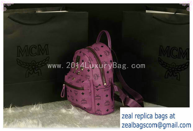 High Quality Replica MCM Stark Backpack Medium in Calf Leather 8003 Purple